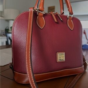 Dooney & Bourke Burgundy and Tan Satchel